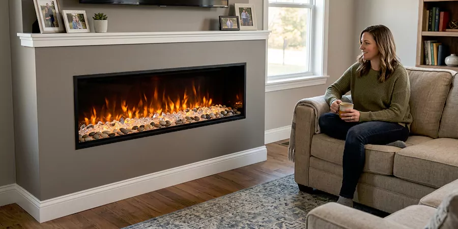 Electric Fireplace With Crystal and Pebble Embers Abington