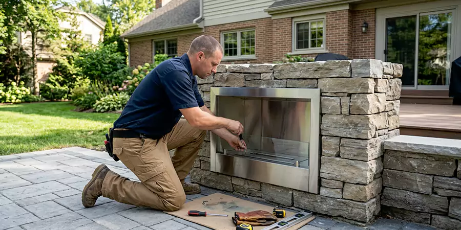 Outdoor Ethanol Fireplace Installation Abington