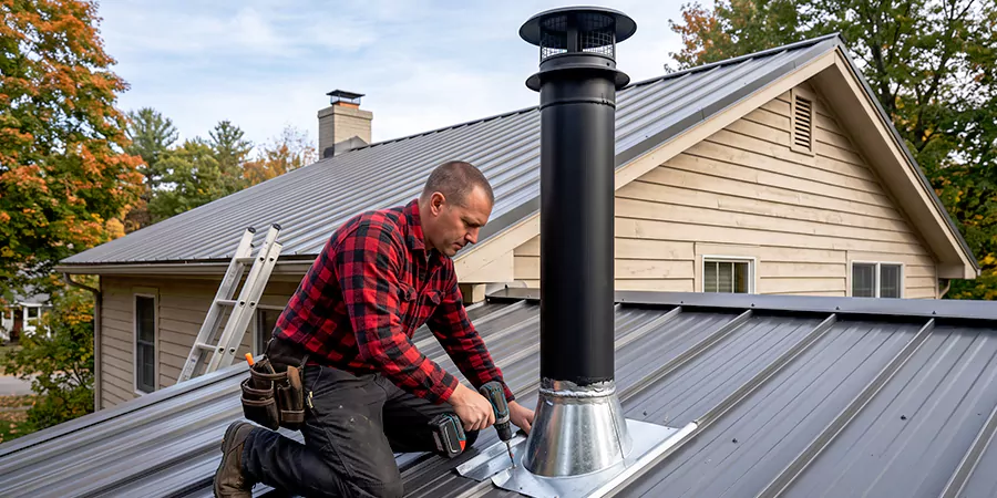 Stove Pipe Through Metal Wall or Roof Abington